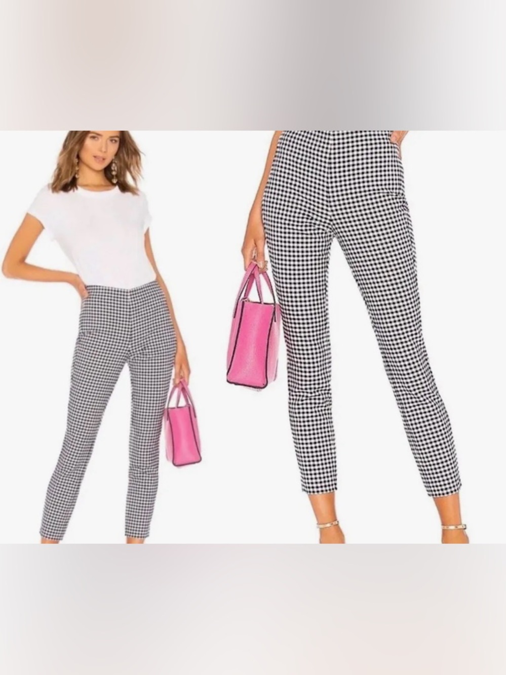 rag & bone Black and White Gingham Slim Trousers